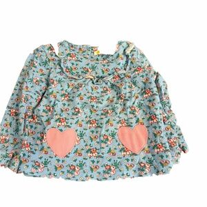 Baby Boden 18-24 month floral shirt hearts